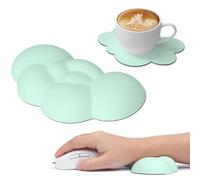 Attack Shark Poggiapolsi Cloud Mouse con Sottobicchiere, Polso Ergonomico per Mouse con Massaggio, Supporto per il Polso, Grazioso Accessorio da Scrivania per Casa, Ufficio, Giochi - Verde Chiaro