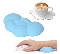 Attack Shark Poggiapolsi Cloud Mouse con Sottobicchiere, Polso Ergonomico per Mouse con Massaggio, Supporto per il Polso, Grazioso Accessorio da Scrivania per Casa, Ufficio, Giochi - Blu