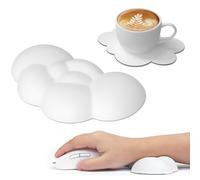 Attack Shark Poggiapolsi Cloud Mouse con Sottobicchiere, Polso Ergonomico per Mouse con Massaggio, Supporto per il Polso, Grazioso Accessorio da Scrivania per Casa, Ufficio, Giochi - Bianco