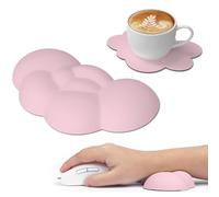 Attack Shark Poggiapolsi Cloud Mouse con Sottobicchiere, Polso Ergonomico per Mouse con Massaggio, Supporto per il Polso, Grazioso Accessorio da Scrivania per Casa, Ufficio, Giochi - Rosa