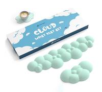 ATTACK SHARK Poggiapolsi per Tastiera e Mouse a Forma di Nuvola con set di Sottobicchieri,Base Ergonomica e Antiscivolo, Supporto per Cuscino da Polso Ultra Morbido per Digitazione/Gioco-Verde Chiaro