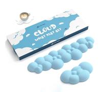 ATTACK SHARK Poggiapolsi per Tastiera e Mouse a Forma di Nuvola con set di Sottobicchieri, Base Ergonomica e Antiscivolo, Supporto per Cuscino da Polso Ultra Morbido per Digitazione/Gioco-Blu