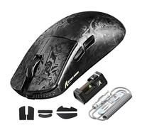 ATTACK SHARK R11 ULTRA Mouse da Gioco Wireless in Fibra Di Carbonio con Cavo a Spirale LED, 8000Hz, Leggero 49g, PAW3950MAX, 42000 DPI, 20000 FPS, Chip Nordic 52840, Nano-metal Coating, Nero Forgiato
