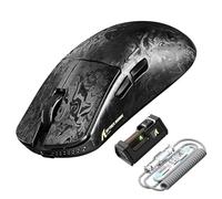 ATTACK SHARK R11 ULTRA Mouse da Gioco Wireless in Fibra Di Carbonio con Cavo a Spirale LED, 8000Hz, PAW3950MAX, 42000 DPI, Leggero 49g, 20000 FPS, Chip Nordic 52840, Nano-metal Coating, Nero Forgiato