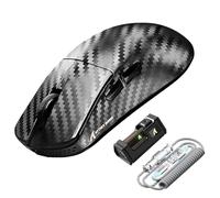 ATTACK SHARK R11 ULTRA Mouse da Gioco Wireless in Fibra Di Carbonio con Cavo Spirale LED, 8000Hz, PAW3950MAX, 42000 DPI, Leggero 49g, 20000 FPS, Chip Nordic 52840,Nano-metal Coating, Nero Intrecciato