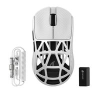 ATTACK SHARK R2PRO 45g SUPERLIGHT Gaming Mouse in Lega di Magnesio, PixArt PAW3950, 42000DPI, Wireless 8000Hz Tasso di Polling, G502 Mouse da Gioco, 2.4G/BT/Cablato, con Cavo a Spirale, PC/Mac, Bianco