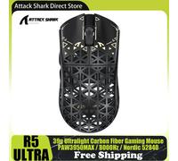 ATTACK SHARK R5 Mouse da gioco wireless ultra fibra di carbonio, sensore da gioco PixArt PAW3950MAX, 42000 DPI, 8000 Hz, MCU Nordic 52840