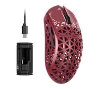 ATTACK SHARK R5 Ultra Mouse da Gioco Wireless HyperSpeed Fibra Carbonio, Mouse Ultraleggero 39g, 2,4G/BT/USB-C Cablato, Sensore PAW3950MAX, Frequenza Polling Wireless 8KHz, 42KDPI, Win/Mac -ROSSO