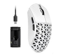 ATTACK SHARK R5 Ultra Mouse da Gioco Wireless HyperSpeed in Fibra di Carbonio, Ultraleggero 39g, Griptape, 2,4G/BT/USB-C, Sensore PAW3950MAX, Frequenza Polling Wireless 8KHz, 42KDPI, Win/Mac -Bianco