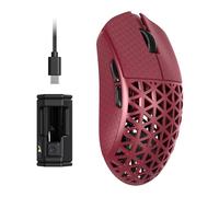 ATTACK SHARK R5 Ultra Mouse da Gioco Wireless HyperSpeed in Fibra di Carbonio, Ultraleggero 39g, Griptape, 2,4G/BT/USB-C, Sensore PAW3950MAX, Frequenza Polling Wireless 8KHz, 42KDPI, Win/Mac -ROSSO