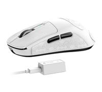 ATTACK SHARK R6 Mouse da gioco wireless 8KHz, SUPERLEGGERO 42g, Nordic 52840 MCU, sensore da gioco PixArt PAW3950MAX, BT/2.4G /Cablato, 42000DPI, Grip Tape, Batteria da 250 mAh, PC/Mac (Bianco)