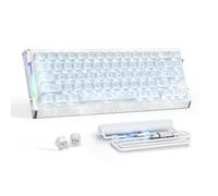 ATTACK SHARK R68 HE Tastiera con Attivazione Rapida 8000Hz, Precisione RT di 0,005 mm, Tastiera da Gioco Cablata, Top e Tasti in Fibra di Carbonio, Fianchi in Alluminio CNC, RGB, Cavo C01, Ice Ninja