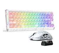 ATTACK SHARK R68HE Ice Ninja - Tastiera cablata e mouse leggero + manici antiscivolo per mouse