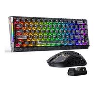 ATTACK SHARK R68HE Ink Shadow - Tastiera cablata e mouse leggero + impugnature antiscivolo per mouse