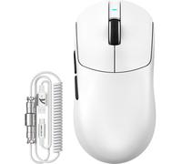 ATTACK SHARK Serie X8 Mouse Gaming Wireless, 55-65 g Ultralight, Sensore PixArt PAW3395/3950, Bluetooth/2.4G & USB, fino a 42.000 DPI, Cavo LED C06 Ultra (X8 PLUS, Bianco)