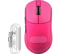 ATTACK SHARK Serie X8 Mouse Gaming Wireless, 55-65 g Ultralight, Sensore PixArt PAW3395/3950, Bluetooth/2.4G & USB, fino a 42.000 DPI, Cavo LED C06 Ultra (X8 PLUS, Rosso bacca&Nastro)