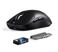 ATTACK SHARK Serie X8 Mouse Gaming Wireless, 55-65 g Ultralight, Sensore PixArt PAW3395/3950, Bluetooth/2.4G & USB, fino a 42.000 DPI, Cavo LED C06 Ultra (X8 ULTIMATE, Nero&Nastro)