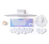 Attack Shark Set Poggiapolsi a Forma di Nuvola con Sottobicchiere, Supporto per Polso del Mouse, Base Antiscivolo, Ergonomico, Accessorio da Scrivania per Tastiera, Giochi, Ufficio, Casa - Bianco