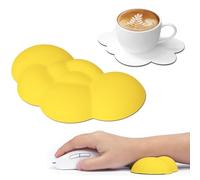 Attack Shark Supporto da Polso Cloud per Mouse con Sottobicchiere, Supporto Ergonomico in Schiuma Memory per Palmo della Tastiera con Massaggio, per Casa, Ufficio, Gioco su PC,Xbox,PS4 -Giallo