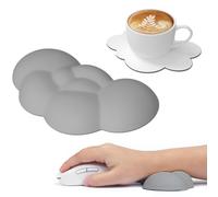 Attack Shark Supporto da Polso Cloud per Mouse con Sottobicchiere, Supporto Ergonomico in Schiuma Memory per Palmo della Tastiera con Massaggio, per Casa, Ufficio, Gioco su PC,Xbox,PS4 -Grigio