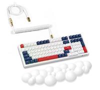 ATTACK SHARK Tastiera meccanica wireless K98 con 100 tasti, Tri-Mode BT5.0/2.4G/USB-C con cavo a spirale, RGB hot swap, ricaricabile, ergonomica, con poggiapolsi Cloud per MAC/Win-Red Switch