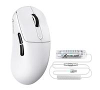 ATTACK SHARK V5 Mouse da Gioco Wireless 8KHz, 53G SUPERLEGGERO, Sensore PixArt PAW3950MAX, Chip Nordic 52840, mouse da Gioco BT/2.4G/cablato con Cavo a Spirale, 42KDPI, Rivestimento Ice-feel,Bianco