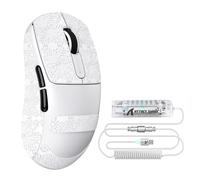 ATTACK SHARK V5 Mouse da Gioco Wireless 8KHz,53G SUPERLEGGERO,Sensore PixArt PAW3950MAX,MCU Nordic 52840,Mouse da Gioco BT/2.4G/Cablato con Cavo a Spirale,42KDPI,Rivestimento Ice-feel (Bianco+Tape)