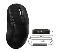 ATTACK SHARK V5 Mouse da Gioco Wireless 8KHz,53G SUPERLEGGERO,Sensore PixArt PAW3950MAX,MCU Nordic 52840,Mouse da Gioco BT/2.4G/Cablato con Cavo a Spirale,42KDPI,Rivestimento Ice-feel (Nero+Tape)