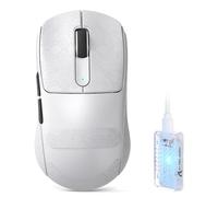 ATTACK SHARK V5 Mouse Gaming Wireless, 53g, Switch Ottici, MCU Nordic52840, Sensore PAW3950MAX, Ricevitore 8KHz LED, 20000 FPS, 42K DPI, BT/2.4Ghz/Cavo,500mAh (Bianco + Nastro adesivo)