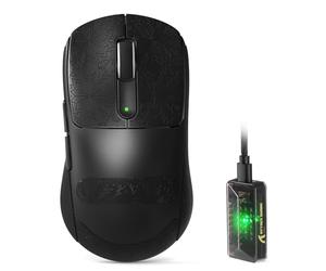 ATTACK SHARK V5 Mouse Gaming Wireless, 53g, Switch Ottici, MCU Nordic52840, Sensore PAW3950MAX, Ricevitore 8KHz LED, 20000 FPS, 42K DPI, BT/2.4Ghz/Cavo,500mAh (Nero+Nastro adesivo)