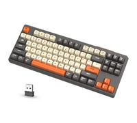 ATTACK SHARK X FREEWOLF M87 Tastiera da Gioco Wireless all'80%, TKL RGB SA Tastiera PBT Bluetooth/2.4Ghz, Batteria da 4000 mAh per Mac/Win, Ufficio/Giochi, QWERTY - Grigio/Arancio