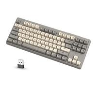 ATTACK SHARK X FREEWOLF M87 Tastiera da Gioco Wireless all'80%, TKL RGB SA Tastiera PBT Bluetooth/2.4Ghz, Batteria da 4000 mAh per Mac/Win, Ufficio/Giochi, QWERTY - Gris Crème