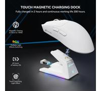 ATTACK SHARK X1 Mouse da gioco trimodale con touchpad Dock di ricarica RGB PAW3395PRO BT/2.4G Wireless/cablato, 6 DPI regolabili fino a White