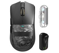 ATTACK SHARK X11 ULTRA Mouse da gioco wireless con cavo ultra LED C06, fibra di carbonio composita, 54L15 MCU, PAW3950MAX, super leggero 59 g, 8000 Hz, BT/2.4G wireless/cablato, 42000 DPI (nero +
