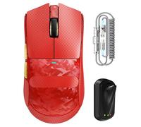 ATTACK SHARK X11 ULTRA Mouse da gioco wireless con cavo ultra LED C06, fibra di carbonio composita, 54L15 MCU, PAW3950MAX, super leggero 59 g, 8000 Hz, BT/2.4G wireless/cablato, 42000 DPI (rosso +