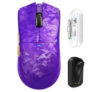 ATTACK SHARK X11 ULTRA Mouse da gioco wireless con cavo ultra LED C06, fibra di carbonio composita, 54L15 MCU, PAW3950MAX, super leggero 59 g, 8000 Hz, BT/2.4G wireless/cablato, 42000 DPI (viola)