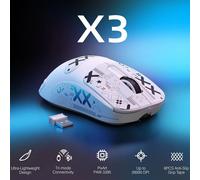 ATTACK SHARK X3 Mouse da gioco wireless leggero, trimodale 49 g, sensore DPI PAW3395 26K, durata della batteria 200 ore, 5 pulsanti programmabili