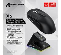 Attack Shark X6 Mouse da gioco ergonomico Wireless DPI regolabile cablato 2.4G/Bluetooth Mouse ricaricabili ad alta precisione