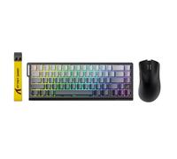 ATTACK SHARK X68 HE Tastiera meccanica da gioco cablata a scatto rapido e mouse R1 con azionamento regolabile, cavo a spirale, USB C/2,4 Ghz wireless/BT ultraleggeri 18K DPI mouse per Esport PC Gamer
