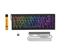 ATTACK SHARK X68PRO HE Tastiera da Gioco Wireless con Attivazione Rapida, Precisione RT 0,01 mm, Interruttore Magnetico, 8000Hz, Attuazione Regolabile, Snap Tap, RGB, C01 Cavo Spirale - Nero