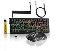 ATTACK SHARK X68PROHE Tastier Souris X11 Wireless Gaming Set&C01PRO Coiled | BT/2.4G/Cablato, 8Khz Rapid Trigger Interruttore, Sensore PixArt PAW3311, 22000 DPI, Base di Ricarica Magnetica, Tape-Nero