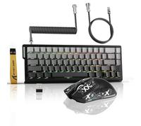 ATTACK SHARK X68PROHE Tastier Souris X11 Wireless Gaming Set&C01PRO Coiled | BT/2.4G/Cablato, 8Khz Rapid Trigger Interruttore, Sensore PixArt PAW3311, 22000 DPI, Base di Ricarica Magnetica-Nero Degradé