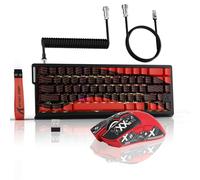 ATTACK SHARK X68PROHE Tastier Souris X11 Wireless Gaming Set&C01PRO Coiled | BT/2.4G/Cablato, 8Khz Rapid Trigger Interruttore, Sensore PixArt PAW3311, 22000 DPI, Base di Ricarica Magnetica, Tape-Rosso