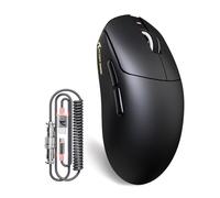 ATTACK SHARK X8 PLUS Mouse da Gioco Wireless con Cavo LED C06 Ultra, 55g SUPERLEGGERO, per Mani Grandi, Sensore PixArt PAW3395PRO, Connessione BT/2.4G/USB, 40000 DPI, Batteria 500mAh(Nero)
