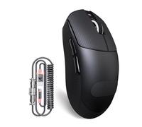 ATTACK SHARK X8 PLUS Mouse da Gioco Wireless con Cavo LED C06 Ultra, 55g SUPERLEGGERO, per Mani Grandi, Sensore PixArt PAW3395PRO, Connessione BT/2.4G/USB, 40000 DPI, Batteria 500mAh(Nero&Nastro)