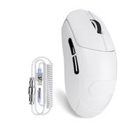 ATTACK SHARK X8 PLUS Mouse da Gioco Wireless con Cavo LED C06 Ultra, 55g SUPERLEGGERO, per Mani Grandi, Sensore PixArt PAW3395PRO, Connessione BT/2.4G/USB, 40000 DPI, Batteria 500mAh(Bianco&Nastro)