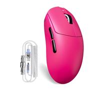 ATTACK SHARK X8 PLUS Mouse da Gioco Wireless con Cavo LED C06 Ultra, 55g SUPERLEGGERO, per Mani Grandi, Sensore PixArt PAW3395PRO, Connessione BT/2.4G/USB, 40000 DPI, Batteria 500mAh(Rosso bacca)
