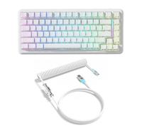 ATTACK SHARK X82PRO HE Tastiera Magnetica Wireless 75% con Attivazione Rapida, Tastiera da Gaming Cablata 8000, Switch Hall Effect a Corsa Regolabile, QWERTY, C01 Cavo Spiralato RGB -Bianco