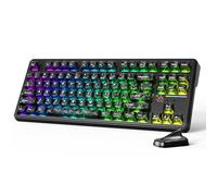 ATTACK SHARK X87 ULTRA Tastiera Meccanica da Gioco Wireless con Display a Matrice di Punti, BT/2,4 GHz/Cablata, 75% Hot swap, 10000mAh, RGB, Ricevitore Wireless Shark Fin, Ink Shadow