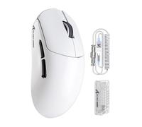 ATTACK SHARK X8PRO Mouse da gioco wireless ultraleggero 55g con cavo a spirale per mani medie/grandi, frequenza di polling 8K, 2.4G/cablato/BT, 500mAH, 40000DPI, sensore ottico PAW3395 - Bianco